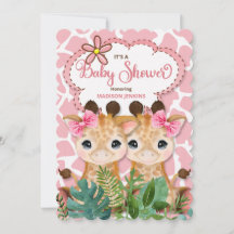 Twin Girls Pink Giraffe Oerwoud Baby shower