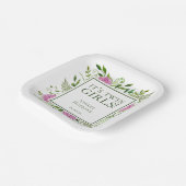 Twin Girls Pink Hydrangeas Girl Baby shower Papieren Bordje (Gebogen)