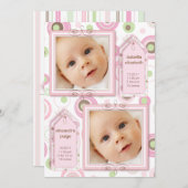 Twin Girls Pink Polka Dot Foto aankondiging (Voorkant / Achterkant)