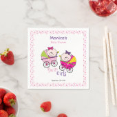 Twin Girls Pink Polka Dots Baby shower Napkin Servet (Insitu)