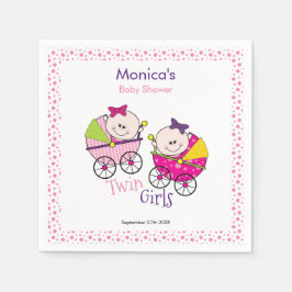 Twin Girls Pink Polka Dots Baby shower Napkin Servet