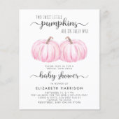 Twin Girls Pink Pumpkin Baby shower Uitnodiging (Voorkant)