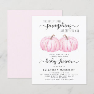 Twin Girls Pink Pumpkin Baby shower Uitnodiging