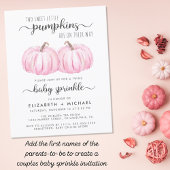 Twin Girls Pink Pumpkin Baby Sprinkle Uitnodiging