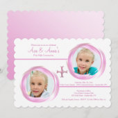 Twin Girls Religieuze Fotouitnodiging Kaart (Voorkant / Achterkant)