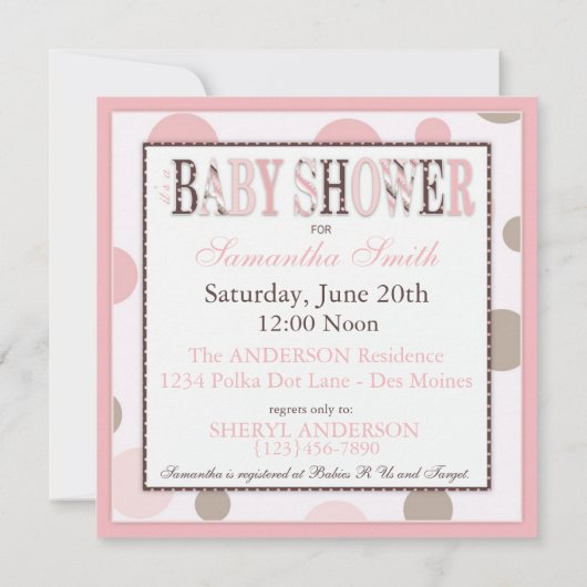 TWIN GIRLS Roze Stippen Baby shower Kaart (Achterkant)