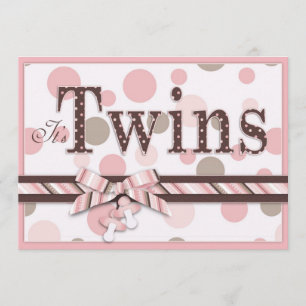 TWIN GIRLS Roze Stippen Baby shower Kaart
