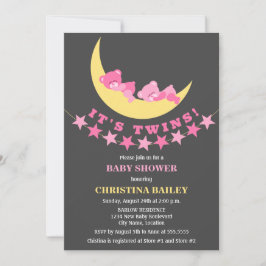 Twin Girls Teddy Bear Baby shower Kaart
