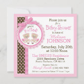 Twin Girls Teddy Bears Tutus Baby shower Kaart (Achterkant)