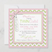 Twin Girls Tutus Chevron Print Baby shower Kaart (Achterkant)