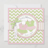 Twin Girls Tutus Chevron Print Baby shower Kaart (Voorkant)