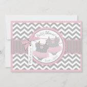 Twin Girls Tutus Chevron Print Baby shower Kaart (Voorkant)