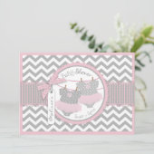 Twin Girls Tutus Chevron Print Baby shower Kaart (Staand voorkant)