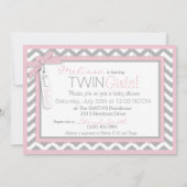 Twin Girls Tutus Chevron Print Baby shower Kaart (Achterkant)