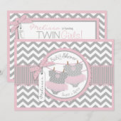 Twin Girls Tutus Chevron Print Baby shower Kaart (Voorkant / Achterkant)