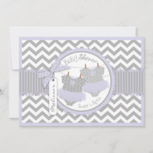 Twin Girls Tutus Chevron Print Baby shower Kaart