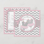 Twin Girls Tutus Chevron Print Baby shower Kaart (Voorkant / Achterkant)