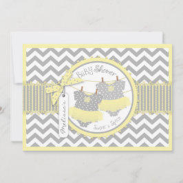 Twin Girls Tutus Chevron Print Baby shower Kaart