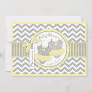 Twin Girls Tutus Chevron Print Baby shower Kaart