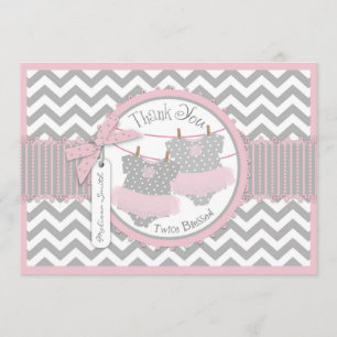 Twin Girsl Tutus Chevron print Hartelijk dank Bedankkaart