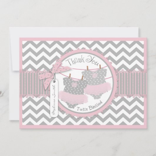 Twin Girsl Tutus Chevron print Hartelijk dank Bedankkaart (Voorkant)