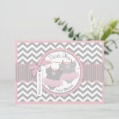 Twin Girsl Tutus Chevron print Hartelijk dank Bedankkaart (Staand voorkant)