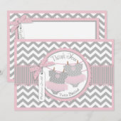 Twin Girsl Tutus Chevron print Hartelijk dank Bedankkaart (Voorkant / Achterkant)