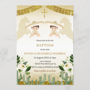 Twin Gold Fiesta Boy Baptism Niño Bautizo Kaart