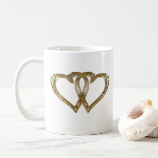 Twin Gold Hearts Valentijnsdag Mok (Met donut)