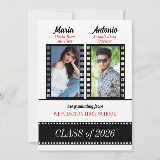 Twin Graduates Graduation Classic Film Red 2023 Kaart (Voorkant)