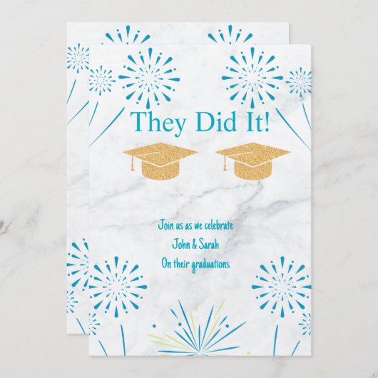 Twin Graduation Party Sparklers Afstuderen Feestdagenkaart (Voorkant / Achterkant)