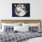 Twin Grail ruimtevaartuig in een baan om de maan. Canvas Afdruk (Insitu (Slaapkamer))
