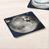 Twin Grail ruimtevaartuig in een baan om de maan. Kartonnen Onderzetters (Schuin)