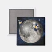 Twin Grail ruimtevaartuig in een baan om de maan. Magneet (Voorkant / Achterkant)