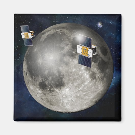 Twin Grail ruimtevaartuig in een baan om de maan. Magneet (Voorkant)