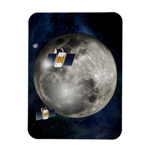 Twin Grail ruimtevaartuig in een baan om de maan. Magneet (Verticaal)