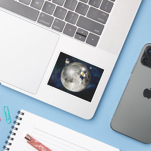 Twin Grail ruimtevaartuig in een baan om de maan. Sticker