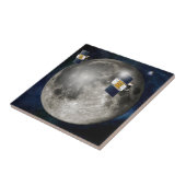 Twin Grail ruimtevaartuig in een baan om de maan. Tegeltje (Zijkant)