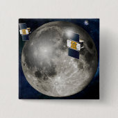 Twin Grail ruimtevaartuig in een baan om de maan. Vierkante Button 5,1 Cm (Voorkant)