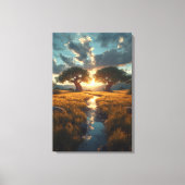 Twin Guardians – Golden Meadow Sunset Canvas Print (Voorkant)
