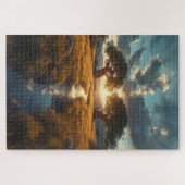 Twin Guardians – Gouden Weide Zonsondergang Puzzel (Horizontaal)