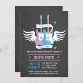 Twin Guitars Rock and Roll Rock a Bye Baby shower Kaart (Voorkant / Achterkant)