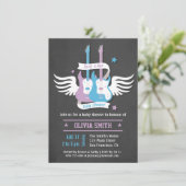 Twin Guitars Rock and Roll Rock a Bye Baby shower Kaart (Staand voorkant)