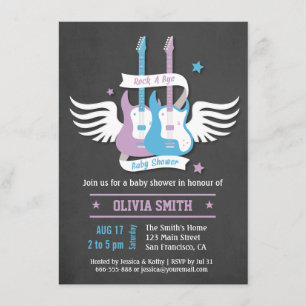 Twin Guitars Rock and Roll Wiegenlied Baby Shower Kaart