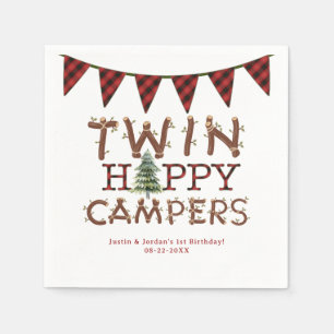 Twin Happy Campers Forest Woodland Verjaardagsfees Servet