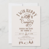Twin Happy campers Jongensbos 1e verjaardag Kaart (Voorkant)