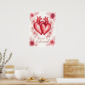 Twin Hearts Forever Enchanted Floral Poster (Keuken)