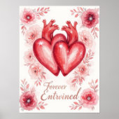 Twin Hearts Forever Enchanted Floral Poster (Voorkant)