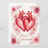 Twin Hearts Forever Enchanted Floral Print Bedankkaart (Voorkant / Achterkant)