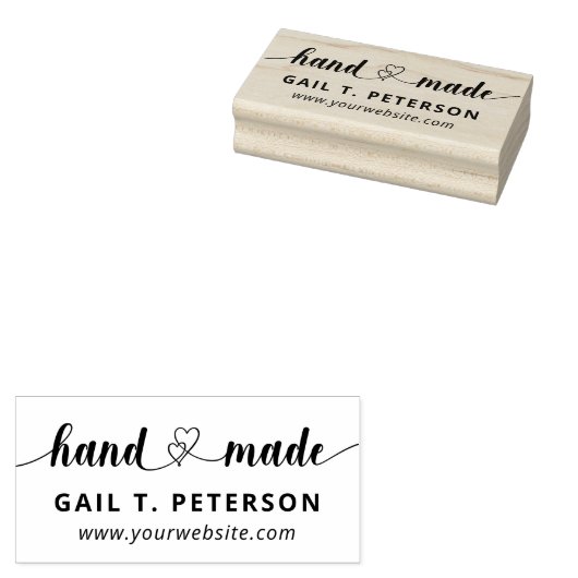 Twin Hearts Handgemaakt Rubberstempel (Gestempeld)